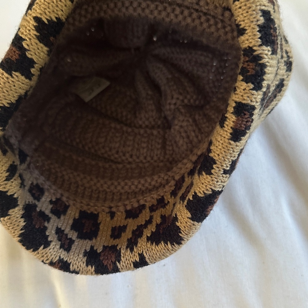 C.C Tan and Brown Leopard Print Beanie - Picture 4 of 7